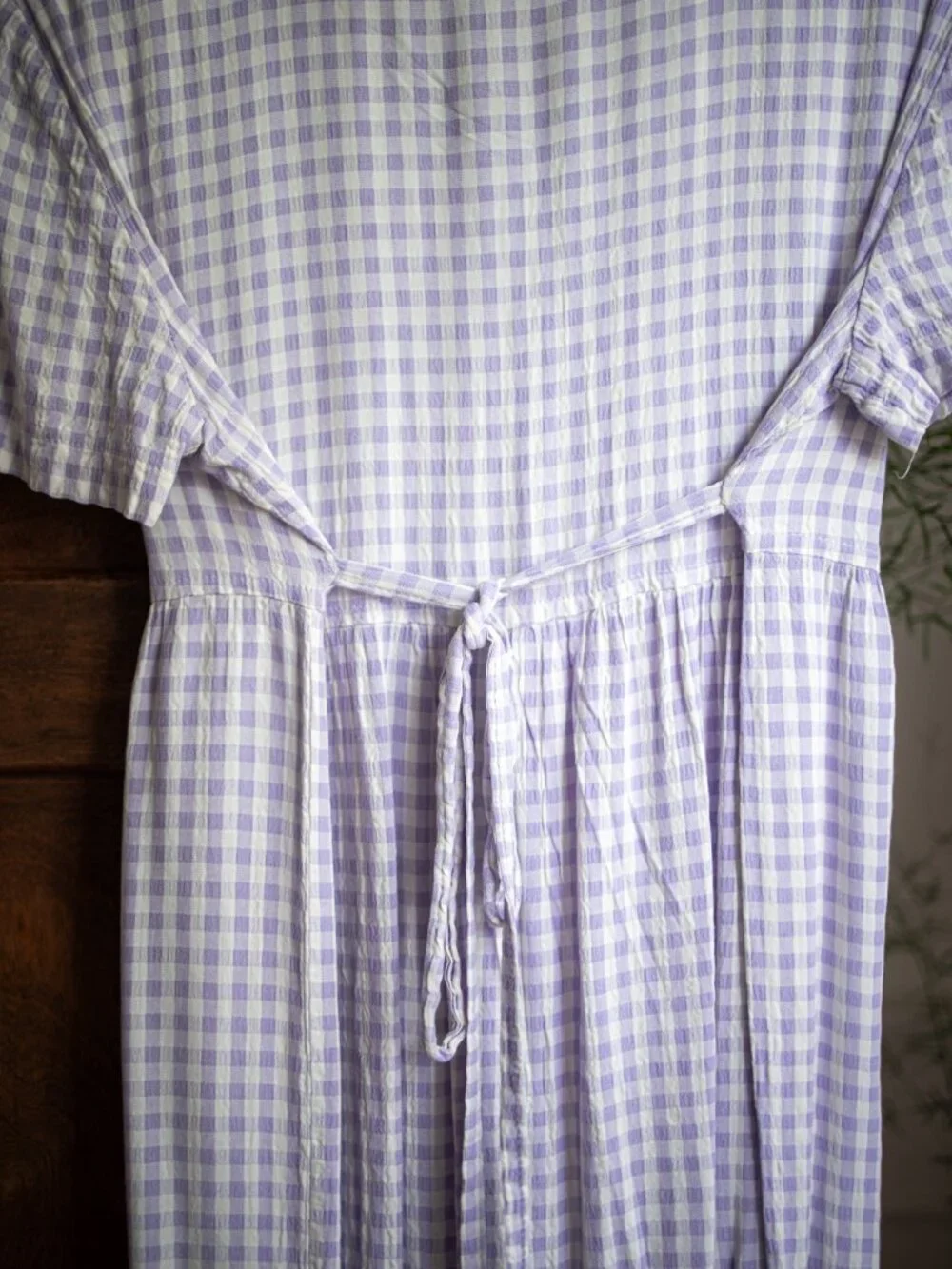Vintage Lilac Gingham Maxi Dress Made in Canada - Picture 6 of 7